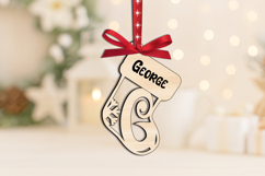 SVG Letter G Sock Christmas Ornament Monogram Alphabet Laser Product Image 3