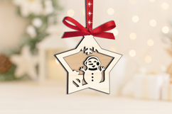 SVG Merry Christmas Snowman Star Ornament Laser Home Decor Product Image 3