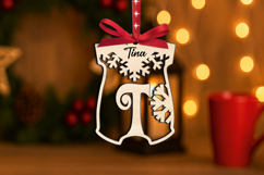 Baby Christmas Letter T SVG Laser Onesie Ornament Newbron Product Image 3