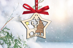 Star Design SVG Deer Merry Christmas Ornament Laser Holiday Product Image 3