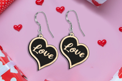 Engraved Love Text Earring SVG Valentine Laser Romantic Gift Product Image 3