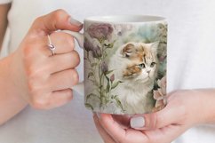 Cute Cat Mug Sublimation | Watercolor Mug Wrap 11 &amp; 15 oz Product Image 3