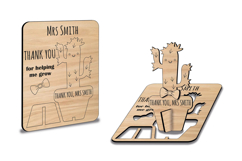 SVG Laser 3D Teacher Appreciation Pop-up Gift Cactus Card Product Image 3