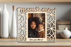 Abstract Mom and Me SVG Photo Frame Laser Gift Mother Day Product Image 2