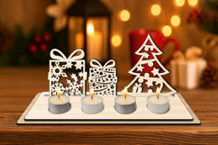 Christmas Decoration Holiday Candles Holder SVG Laser Gift Product Image 3