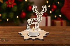 Deer Stag SVG Laser Cut Design Christmas Candle Holder Gift Product Image 3