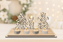 Happy Holiday Christmas Candles Holder SVG Laser Deer Pine Product Image 3
