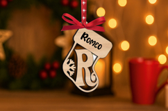 Christmas Ornament Letter R Laser SVG Alphabet Sock Monogram Product Image 3