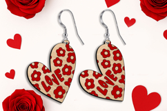 SVG Love Heart Valentine Earrings Laser Romantic Present Product Image 3