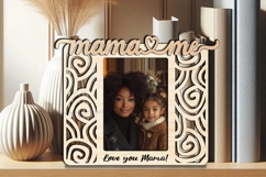 Mama and Me Abstract Design SVG Photo Frame Laser Present Product Image 3