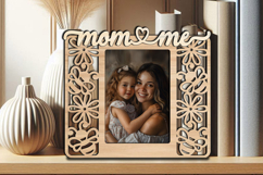 Mom and Me SVG Frame Photo Picture Bee Flower Kid Laser Gift Product Image 3