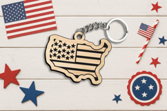 America Country Banner Flag 4th July Keychain Laser SVG Gift Product Image 3