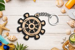 SVG Summer Keychain Ship Steering Wheel helm Laser Present Product Image 3