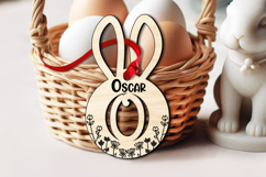 Bunny Laser Letter O Easter Basket Tag Ornament SVG Flowers Product Image 3