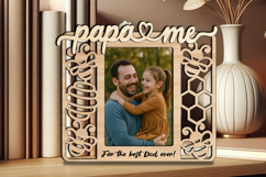 SVG Papa and Me Bee Frame Photo Kids Laser Summer Honeycomb Product Image 3
