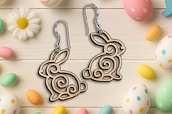 Cute Bunny Easter Earrings Rabbit Accessory Laser SVG Gift Product Image 3