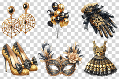 Halloween Gold &amp; Black Party | Dress High Heel Woman PNG Product Image 3