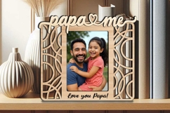 SVG Laser Abstract Papa and Me Photo Frame Present Design Product Image 3