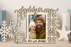 SVG Christmas Daddy and Me Photo Frame Gift Winter Deer Wood Product Image 3