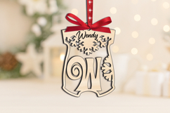 SVG Baby Bodysuit Letter W Laser Christmas Ornament Newborn Product Image 3