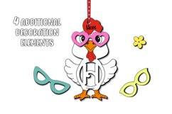 Chicken Letter H SVG Easter Basket Name Tag Holiday Ornament Product Image 3