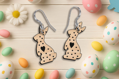 Polka dots Easter Holiday Bunnies Earrings Laser SVG Gift Product Image 3