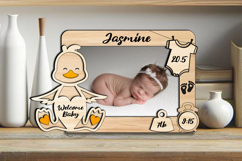 SVG Duck Baby Photo Frame Newborn Laser Gift Present Picture Product Image 3