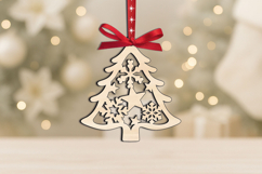 SVG Laser Christmas Tree Ornament Snowy Pattern Present Product Image 3