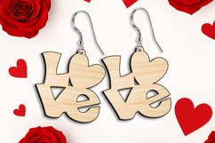 Love Text Valentine Earrings SVG Laser Present Romance Gift Product Image 3