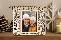 Holiday Winter Mommy Me SVG Frame Photo Christmas Gift Laser Product Image 3