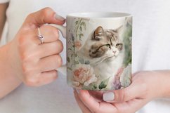 Cute Cat Mug Sublimation | Watercolor Mug Wrap 11 &amp; 15 oz Product Image 3