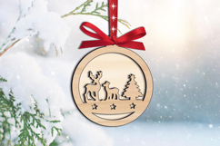SVG Round Holiday Deer Merry Christmas Ornament Laser Gift Product Image 3
