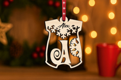 Letter A Christmas Onesie Ornament Monogram Laser Alphabet Product Image 3