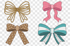 Cute Bow | Clipart SVG EPS PNG Ribbon Heart Polka Dot Stripe Product Image 3