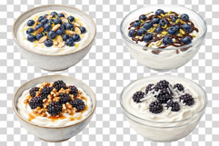 Yogurt Bowl | Watercolor Clipart PNG Fruit Granola Mango nut Product Image 3