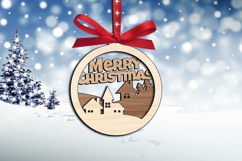 Holiday Village SVG Merry Christmas Ornament Laser Present Product Image 3
