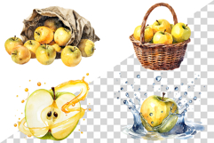 Gloden Apple | Watercolor yellow fruit fresh juicy PNG Product Image 3