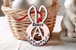 Easter Letter A Laser Basket Tag Ornament SVG Flowers Bunny Product Image 3