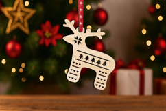 SVG Laser Holiday Deer Christmas Ornament Gift Present Decor Product Image 2