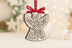 Holiday Pattern Angel Ornament SVG Christmas Laser Present Product Image 3