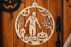 Zombie Scary Halloween Door Hanger SVG Welcome Sign Laser Product Image 3