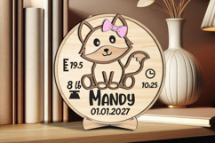 Fox Baby Announcement Round Board Circle Sign SVG Laser Gift Product Image 3