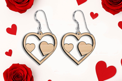 Hearts in Heart Valentine Earrings Romantic SVG Laser Gift Product Image 3