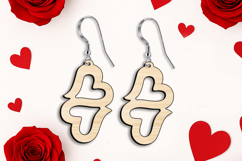 Twin Hearts Valentine Earrings Love SVG Laser Romantic Gift Product Image 3