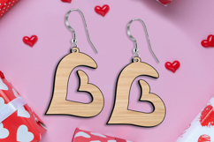 SVG Love Heart Shape Earrings Gift Laser St Valentine's Day Product Image 3