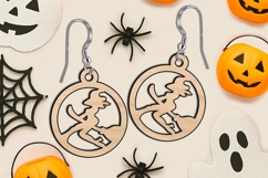 Halloween Witch Broom Earrings SVG Laser Gift Scary Dark Hat Product Image 3