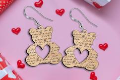 Bears Laser SVG Valenitne Earring Love Gift Romantic Present Product Image 3