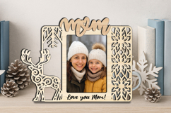 SVG Christmas Mom Photo Frame Laser Gift Winter Deer Woods Product Image 3
