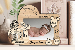 Laser SVG Aquarius Zodiac Baby Photo Frame Present Newborn Product Image 3