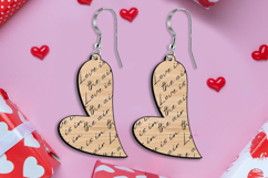 Engraved Love Heart Earring Valentine SVG Laser Romance Gift Product Image 3